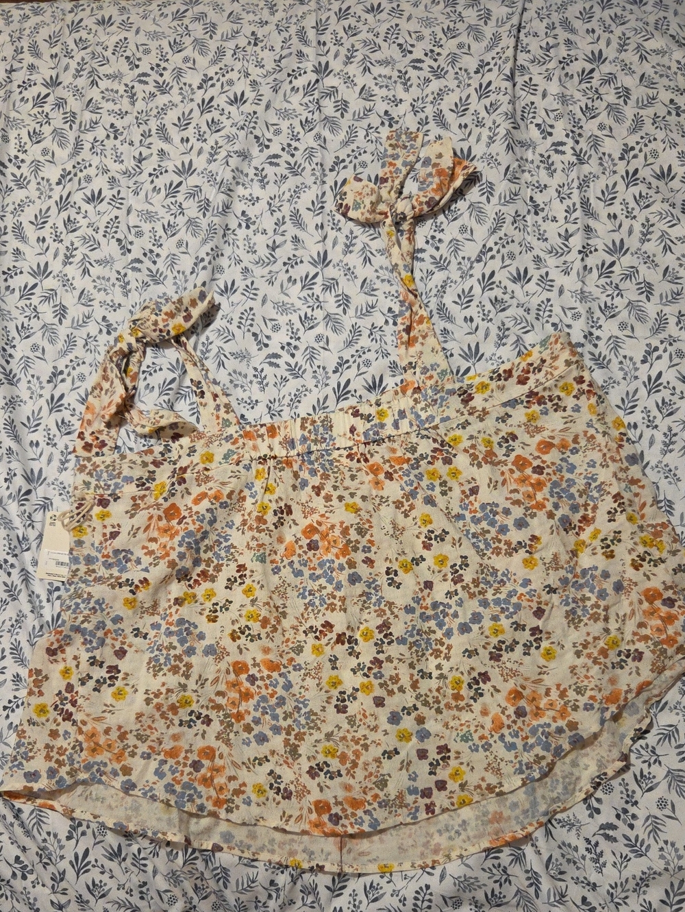 a.n.a Cream Floral Tie-Shoulder Baby Doll Top W/ Flowers